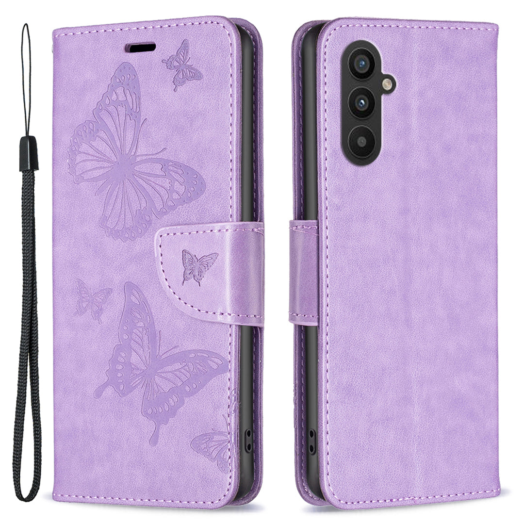 For Samsung Galaxy A25 5G Butterfly Imprinted Flip Phone Case Anti-Dust Stand Wallet Leather Phone Cover with Strap For Samsung Galaxy A25 5G Butterfly Imprinted Flip Phone Case Anti-Dust Stand Wallet Leather Phone Cover with Strap